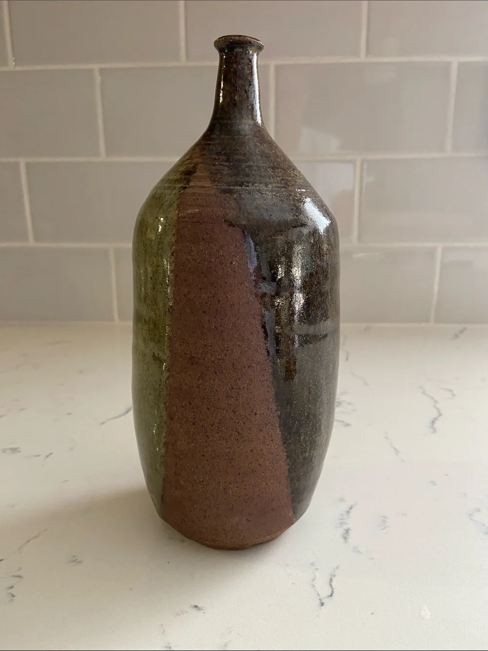Vintage Studio Pottery Bottle Vase Hand Thrown Stoneware